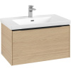 VILLEROY & BOCH Subway 3.0 závesná skrinka pod umývadlo, 1 zásuvka, s LED osvetlením, 772 x 478 x 429 mm, Nordic Oak, C573L1VJ