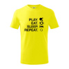 Stolný tenis - eat sleep - Tričko detské bavlnené - 146 cm/10 rokov ( Citrónová )