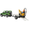 Bruder LAND ROVER + přepravník, mikrobagr JCB Bruder