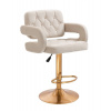 LuxuryForm DESIGN Barová stolička ADRIA VELUR na zlatom tanieri - krémová