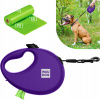 Automatické vodítko WAUDOG R-LEASH s nádobou na vrecká, fialové - S