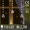 Vianočná led svetelná záclona vonkajšia - záves - stromčeky - 110 led - 2,7m - teplá biela