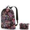 Reisenthel mini maxi rucksack čierny kvetinový dámsky batoh