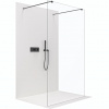 CERANO - Sprchová zástena Walk-in Onyx Duo Ľ/P - 8 mm - hranatá vzpera - čierna matná, transparentné sklo - 100x200 cm