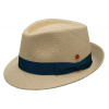 Mayser Panamský klobúk Trilby s menším krepom s tmavomodrou stuhou - ručne pletený, UV faktor 80 - ekvádorská panama Henrik Veľkosť: 58 cm