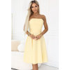 Numoco VIVIENNE korzetové midi šaty s rozšírenou sukňou a opaskom pastelovo žlté S