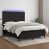 vidaXL Posteľ boxsping s matracom a LED čierna 140x190 cm látka - Čierna - 18779-160353