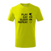 Stolný tenis - eat sleep - Tričko detské bavlnené - 122 cm/6 rokov ( Limetková )