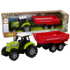 LEAN TOYS Zelený traktor s červeným prívesom