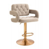 LuxuryForm DESIGN Barová stolička ADRIA VELUR na zlatom tanieri - latte