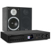 Audizio stereo set s čiernym Brescia DAB rádiom s internetovým rádiom, Bluetooth, Spotify, CD, MP3 a reproduktormi