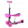 Werk Mini Scooter 2 v 1 so svietiacimi LED kolesami, ružová H-062-RU