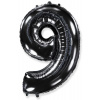 Čierny fóliový balón číslica 9 - 102 cm - Flexmetal