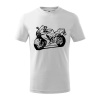 Športová motorka - Tričko detské bavlnené - 104-110cm / 3-4 roky ( Biela )