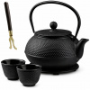 Kadax Liatinová čajová súprava v orientálnom štýle – 6 dielov, čierne prevedenie na štýlový čajový rituál vo dvojici