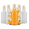 5x Sklenené fľaše Tadek 250ml na likéry, alkohol, šťavy - SADA