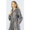 Dámsky župan krátky s kapucňou Monika - šedá L (VIENETTA SECRET)