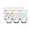 Glasmark Vysoké poháre s farebným kvetinovým vzorom – 400 ml, 6 ks
