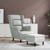 zahrada-XL Kreslo wingback s podnožkou bledosivé zamatové 3115931