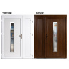 Dvojkrídlové vchodove dvere plastové Soft Hana Inox+Panel Plný, Zlatý dub/Biela, 150x200 cm, ľavé