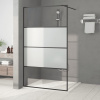 Sprchová zástěna walk-in černá 115x195 cm napůl mléčné ESG sklo Černý 152128