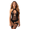 Dámske zvodné body Dominna teddy black - Obsessive S/M