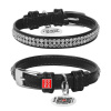 WAU DOG Kožený obojok s kryštálmi čierny Obvod krku: 21-29cm, šírka: 12mm