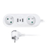 Solight Predlžovací kábel – 2 zásuvky + USB A+C, 1,5m