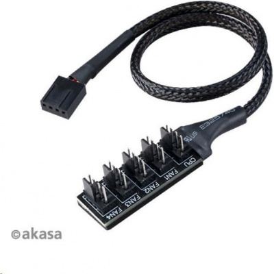 AKASA kabel FLEXA FP5H redukce pro ventilátory, 1x 4pin PWM na 5x 4pin PWM, 30cm, 2ks v balení AK-CBFA08-KT02