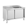 Drezová skriňa - 1 drez - Royal Catering - ušľachtilá oceľ - 500 x 400 x 260 mm RC-IKS07