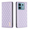 Peňaženkové kožené puzdro Diamond Lattice na Xiaomi Redmi Note 13 Pro 4G - Fialová