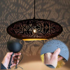 Orientálny kovový filigránový luster Black & Gold UFO Ø45*125