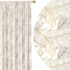 Soovi Home Zatemňovací záves Golden Lines – elegantný listový vzor v zlatej na bielom podklade Veľkosť: 140x270 na riasiaci pás