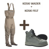 VISION Brodící kalhoty KOSKI Waders - vel. XXL + Vision Brodící boty KOSKI Green, Filcová podrážka - vel. EU 43