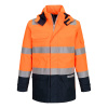 PORTWEST HI-VIS BIZFLAME FR605 / Nehorľavá reflexná bunda, antistatická a nepremokavá - HV oranžová/námorná modrá L