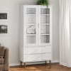 zahrada-XL Vitrína MOLDE, biela 90x35x175 cm, borovicový masív 350544