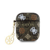 Guess PU 4G Peony Charm Pouzdro pro AirPods 1/2 Brown