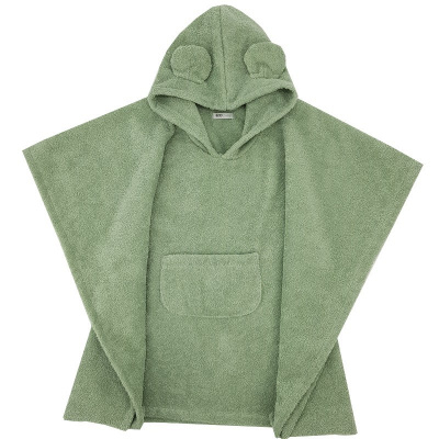 EKO EKO Pončo bavlnené s kapucňou a uškami Olive green 75x120 cm