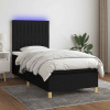 Box spring postel s matrací a LED černá 80 x 200 cm textil Černý 3135551