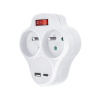 Solight rozbočovač s USB A+C rychlonabíjačkou 20W PD, 2 x 10A, biely, vypínač P99USBC-PD20