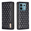 Peňaženkové kožené puzdro Diamond Lattice na Xiaomi Redmi Note 13 Pro 4G - Čierna