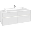 VILLEROY & BOCH Collaro závesná skrinka pod umývadlo na dosku (umývadlo v strede), 4 zásuvky, s LED osvetlením, 1400 x 500 x 548 mm, Glossy White, C092B0DH