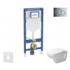 Geberit Duofix Set predstenovej inštalácie, klozetu a dosky Duravit D-Code, tlačidla Sigma01, Rimless, SoftClose, lesklý chróm SANI11CP1100