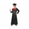 KOSTÝM MALÝ ABSOLVENT - ČIERNO-ČERVENÝ TALÁR, TOGA, ŠTUDENT - VEĽKOSŤ 104