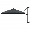 zahrada-XL Nástenný záhradný slnečník s LED 300 cm, antracitový 312524