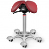 Sedlová stolička Salli SwingFit Farba čalúnenia: Koža - vínová #35126, Výška postavy: Stredná (M) - do 170 cm, Konštrukcia: chrómová + masážna Salli základňa 24 farieb