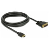 Delock HDMI / DVI prepojovací kábel Zástrčka HDMI-A, DVI-D 24+1pol. Zástrčka 2 m čierna 85654 trojžilový tienený, pozlátené kontakty HDMI kábel; 85654