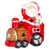 Dekorácia MagicHome Vianoce, Santa s vláčikom, LED, terakota, 10,3x6,3x10,7 cm