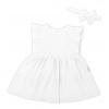 Baby Nellys 2-dielna sada mušelínove šatočky + čelenka, biela, veľ. 68 Baby Nellys