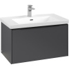 VILLEROY & BOCH Subway 3.0 závesná skrinka pod umývadlo, 1 zásuvka, s LED osvetlením, 772 x 478 x 429 mm, Graphite, C573L1VR